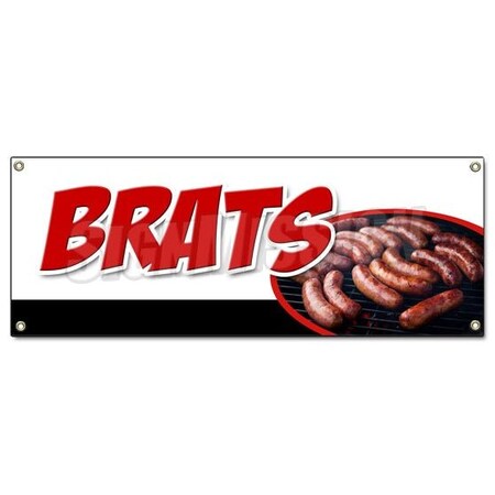 Signmission BRATS BANNER SIGN bratwurst beer wisconsin cheese grilled battered B-Brats